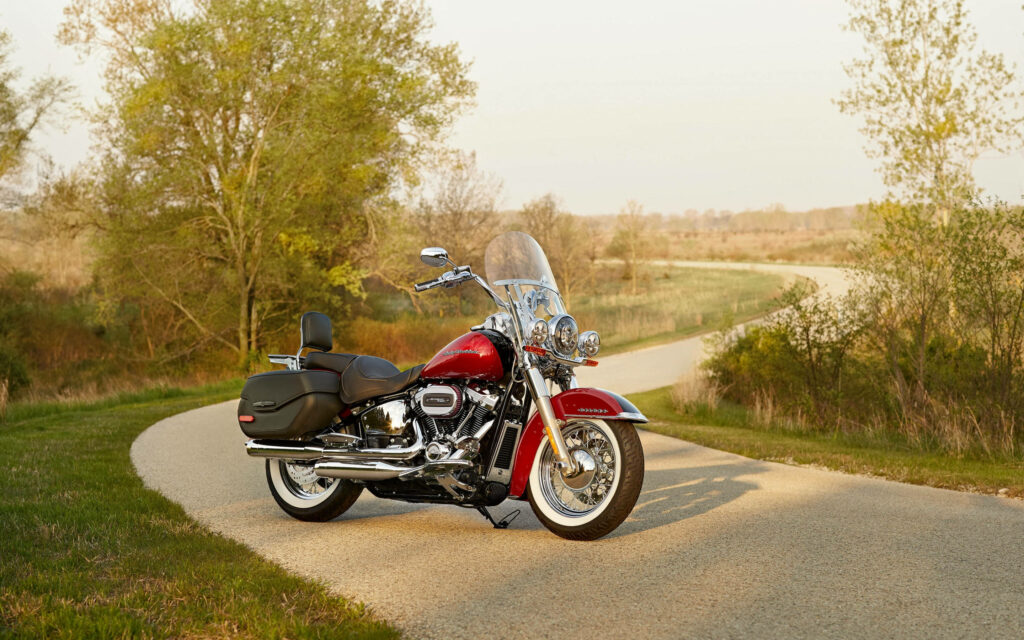 Serene Bobber Motorcycle Wallpaper: Freedom on a Country Road