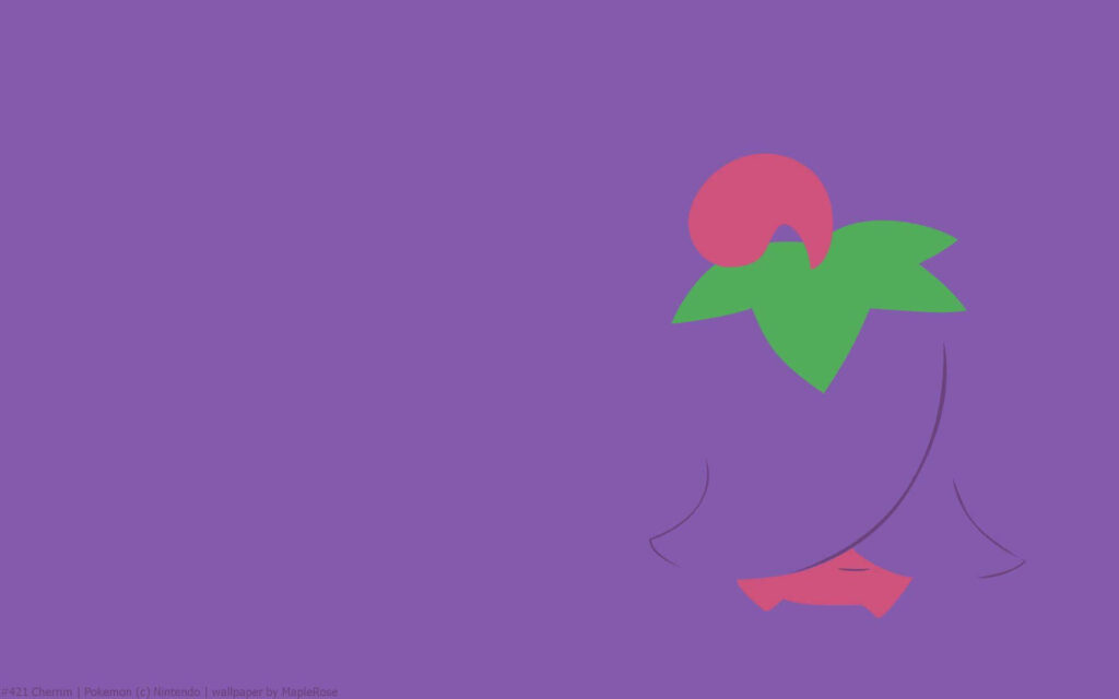Serene Cherrim Minimalist Wallpaper on Purple Background
