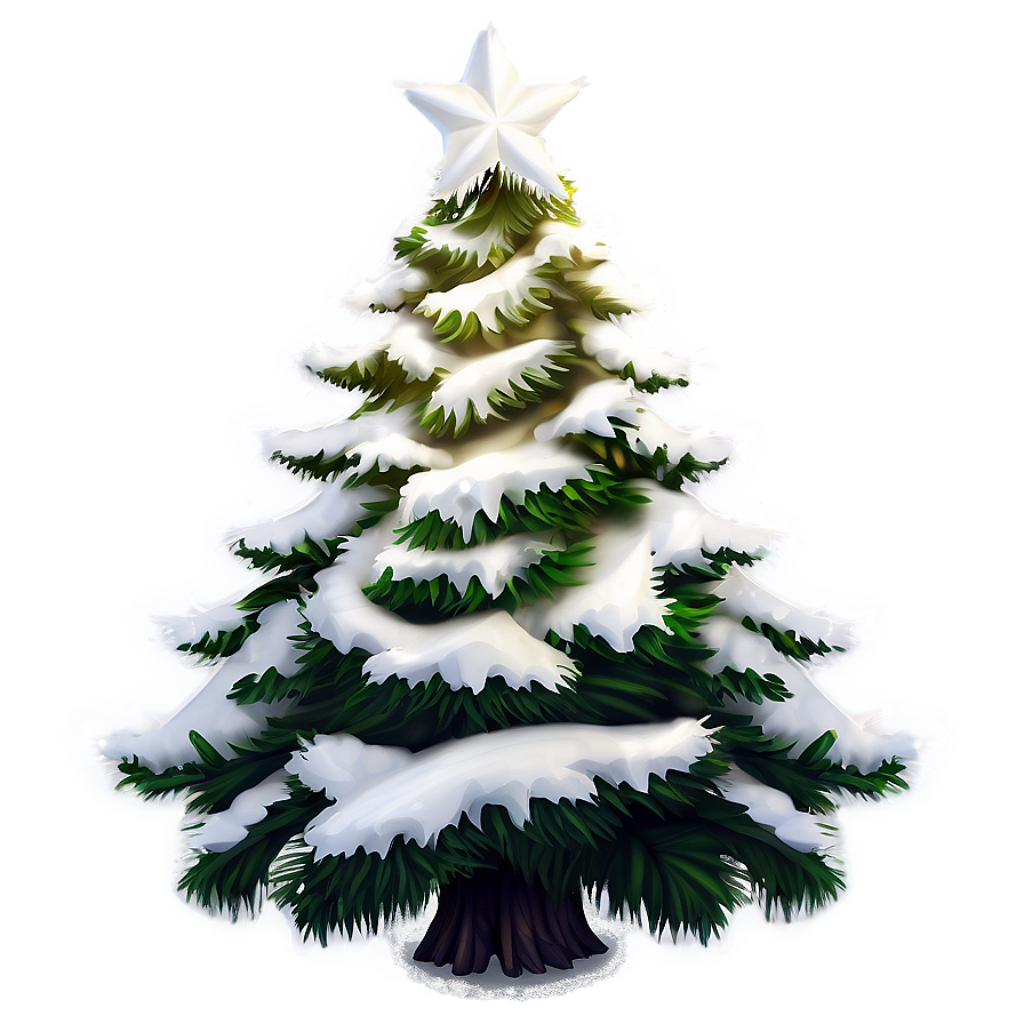 Serene Christmas Tree Wallpaper with Snow & Glowing Star