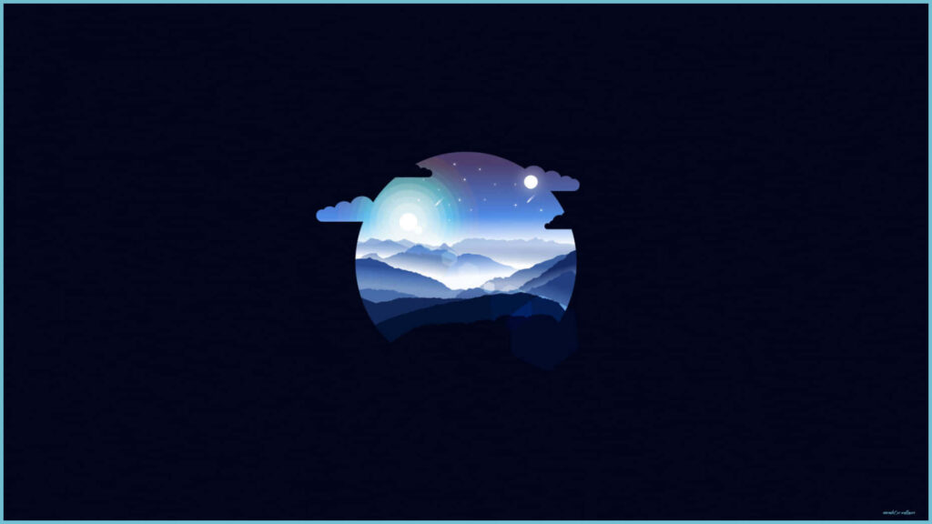 Serene Circular Landscape Wallpaper: Twilight Mountains & Moonlit Sky