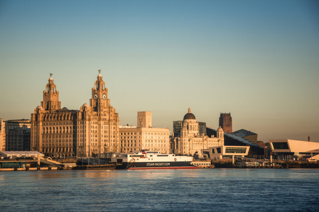 Serene Waterfront Wallpaper: Iconic Architecture & Golden-Hour Glow