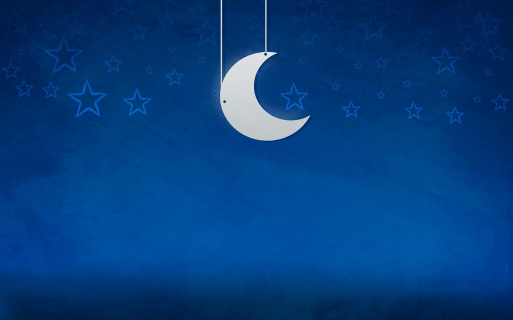 Calming Crescent Moon Wallpaper: Stars on Blue Gradient Background