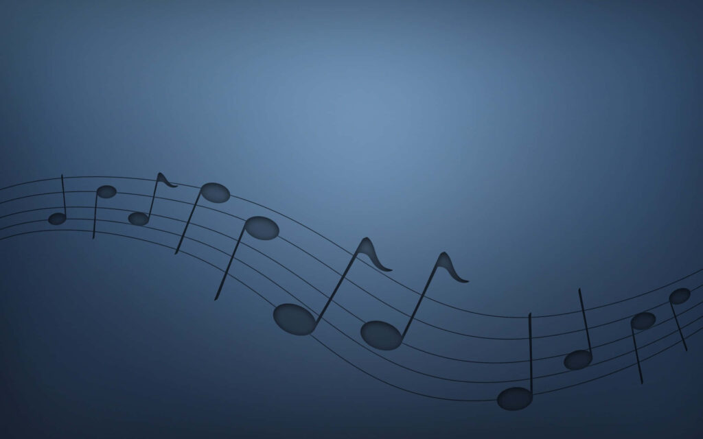 Serene Dark Blue Gradient Music Staff Wallpaper for Inspiration