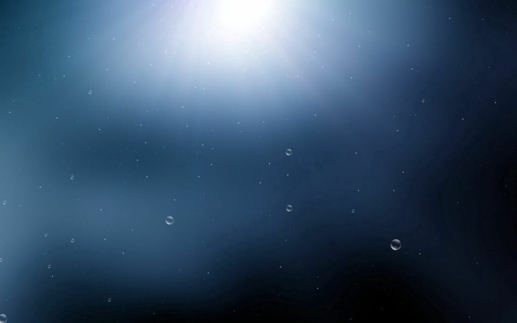 Tranquil Dark Blue Wallpaper with Ethereal Light & Water Droplets