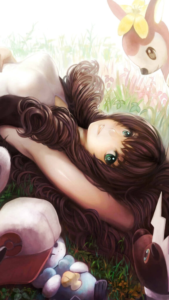 Serene Deerling in Pastel Spring Meadow Wallpaper Background
