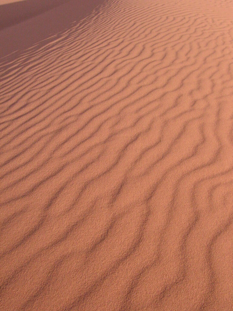Serene desert landscape with golden sunlight highlighting rippling sand dunes minimalist wallpaper