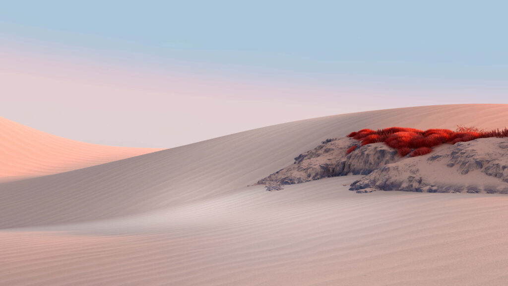 Serene Desert Landscape Wallpaper: Sand Dunes & Vibrant Rocks