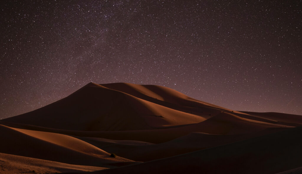 Serene Desert Scene Under Starry Sky - Stunning Wallpaper Background