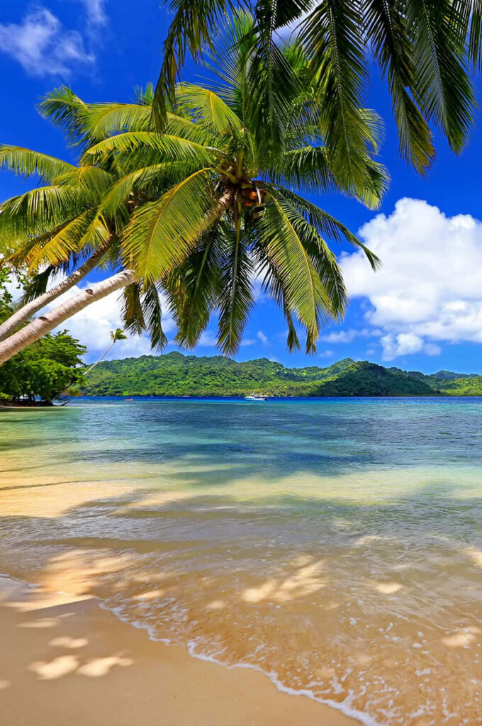 Serene Fiji Beach Sunset Wallpaper: Tropical Paradise Background