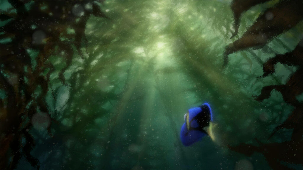 Graceful Dory Swimming in Serene Underwater Wallpaper Background