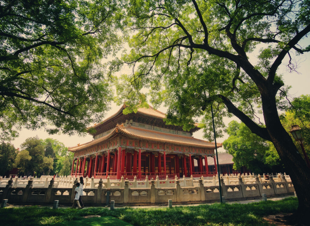 Serene Forbidden City Palace Wallpaper: Lush Trees & Rich History