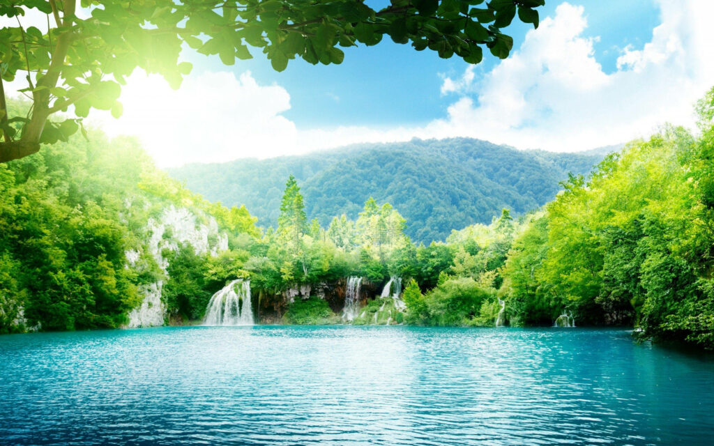 Serene Forest Waterfall Wallpaper: Tranquil Nature Escape