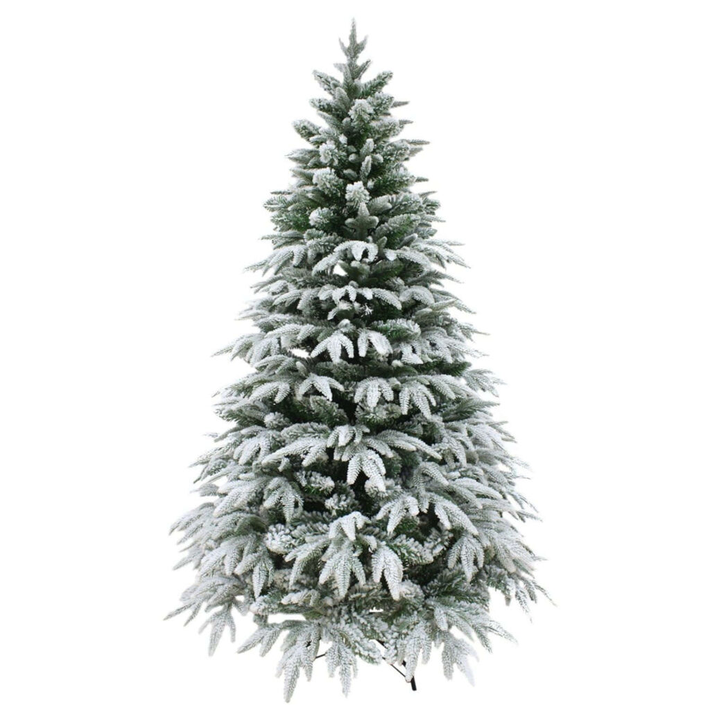 Snow-Frosted Christmas Tree Wallpaper: Serene Winter Background