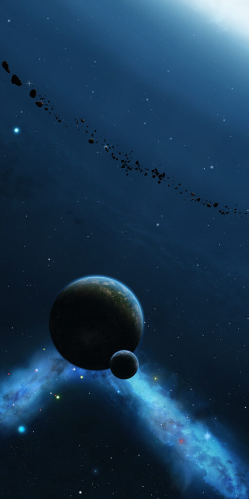 Stunning Space Wallpaper: Distant Galaxy with Planets & Nebulae