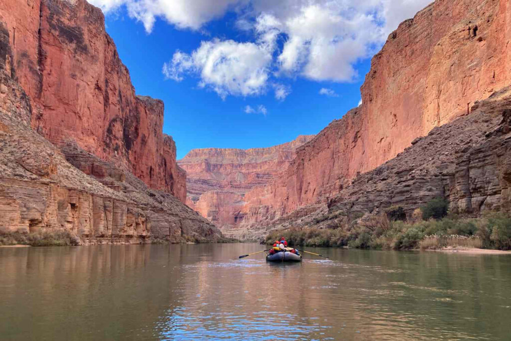 Serene Grand Canyon South Rim: Red Cliffs & Calm River Wallpaper