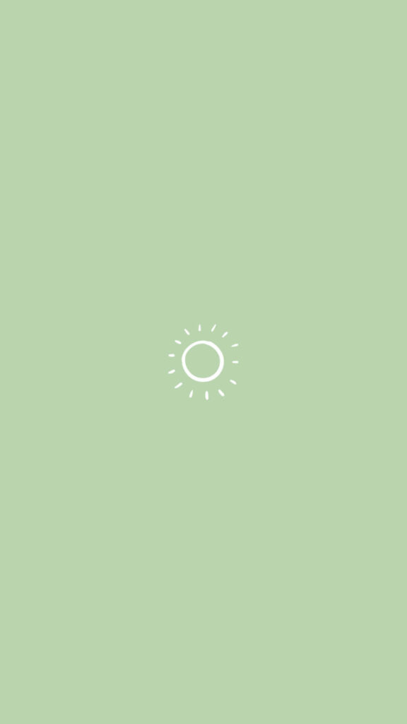 Serene Minimalistic Wallpaper: Soft Green with White Sun Symbol