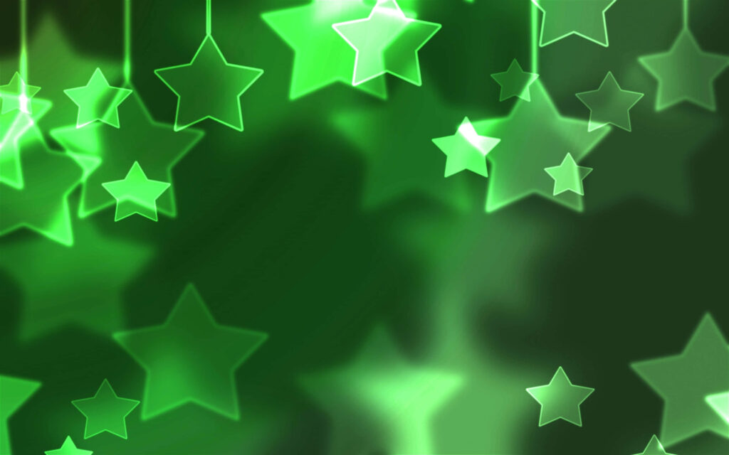 Serene Green Star Wallpaper: Translucent Glow on Dark Background