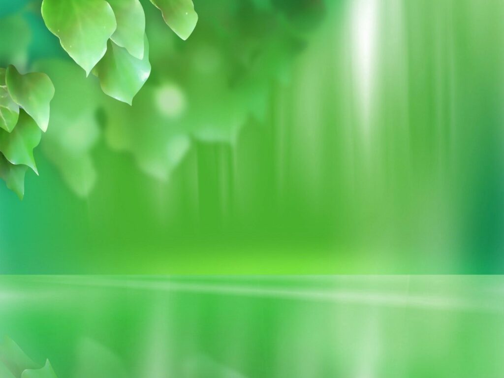 Serene Green Wallpaper with Leaves & Gentle Light Stripes
