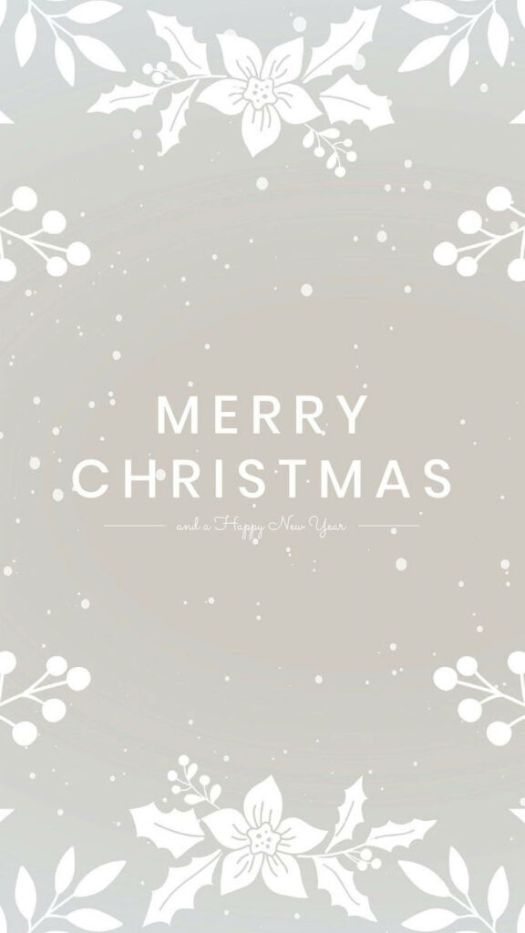 Minimalist Christmas Wallpaper: Serene Grey & Elegant Floral Design