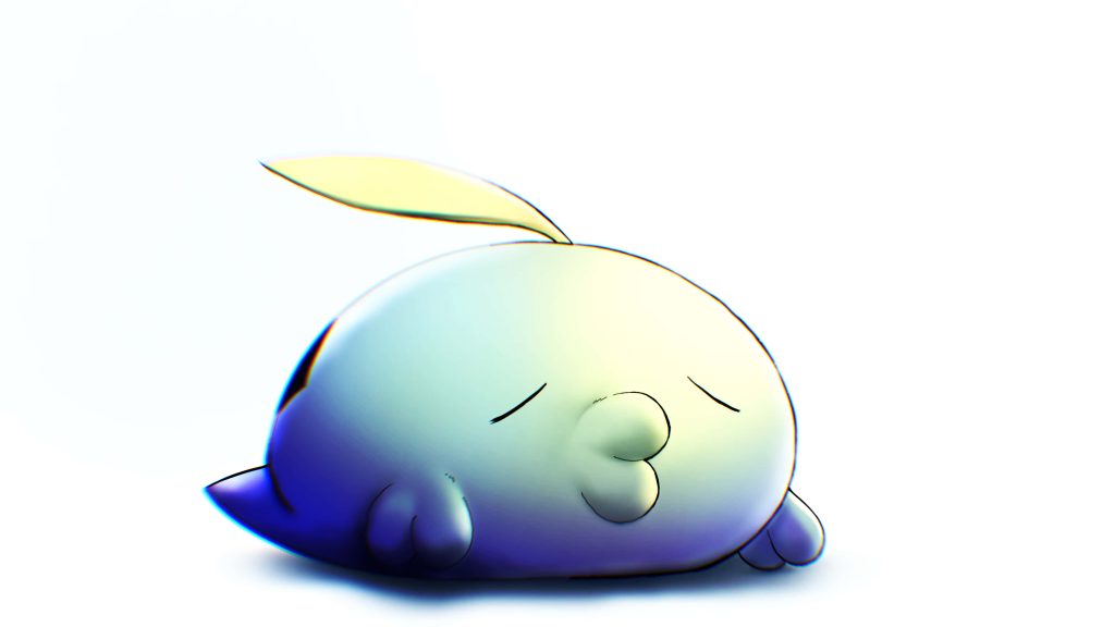 Serene Gulpin wallpaper with soft lighting and dreamy washed-out Poison-type Pokémon art