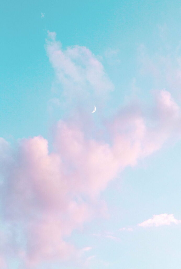 Serene Light Blue Sky & Crescent Moon HD Phone Wallpaper