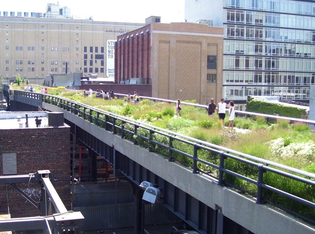Serene High Line NYC: Lush Greenery & Urban Charm Wallpaper Background