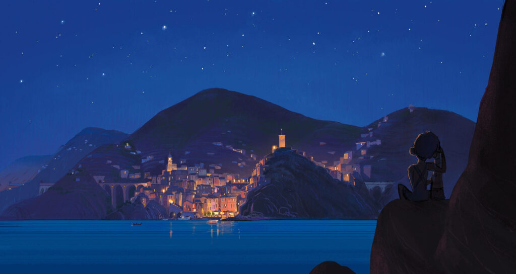 Serene Italian Riviera Night Wallpaper Inspired by Disney's Luca