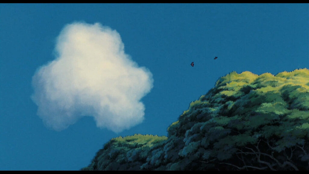 Stunning Laputa Castle Wallpaper: Blue Sky & Lush Greenery