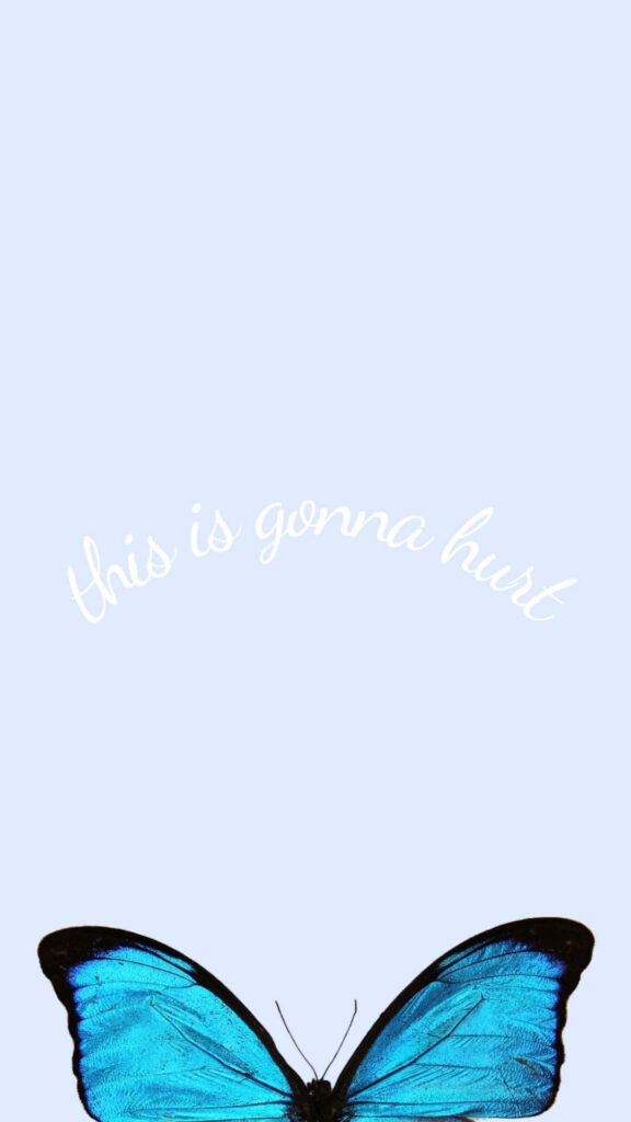 Serene Light Blue Butterfly Wallpaper with Delicate Text