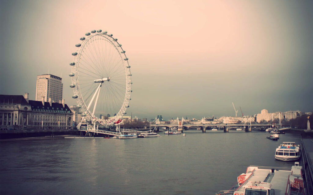 Serene London Eye Wallpaper: Tranquil Thames & Iconic Architecture