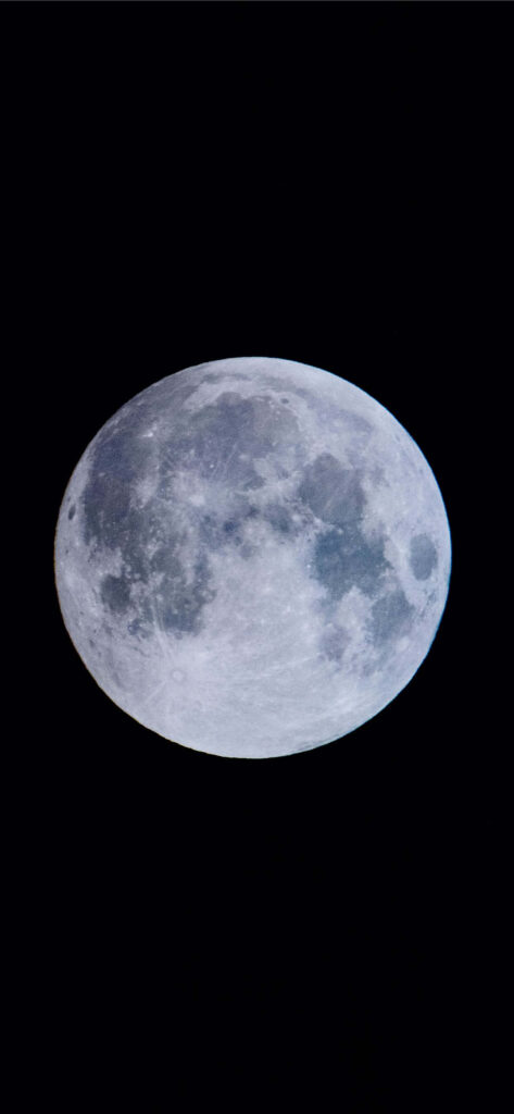 Serene Full Moon Wallpaper: Luminous Design on Black Background