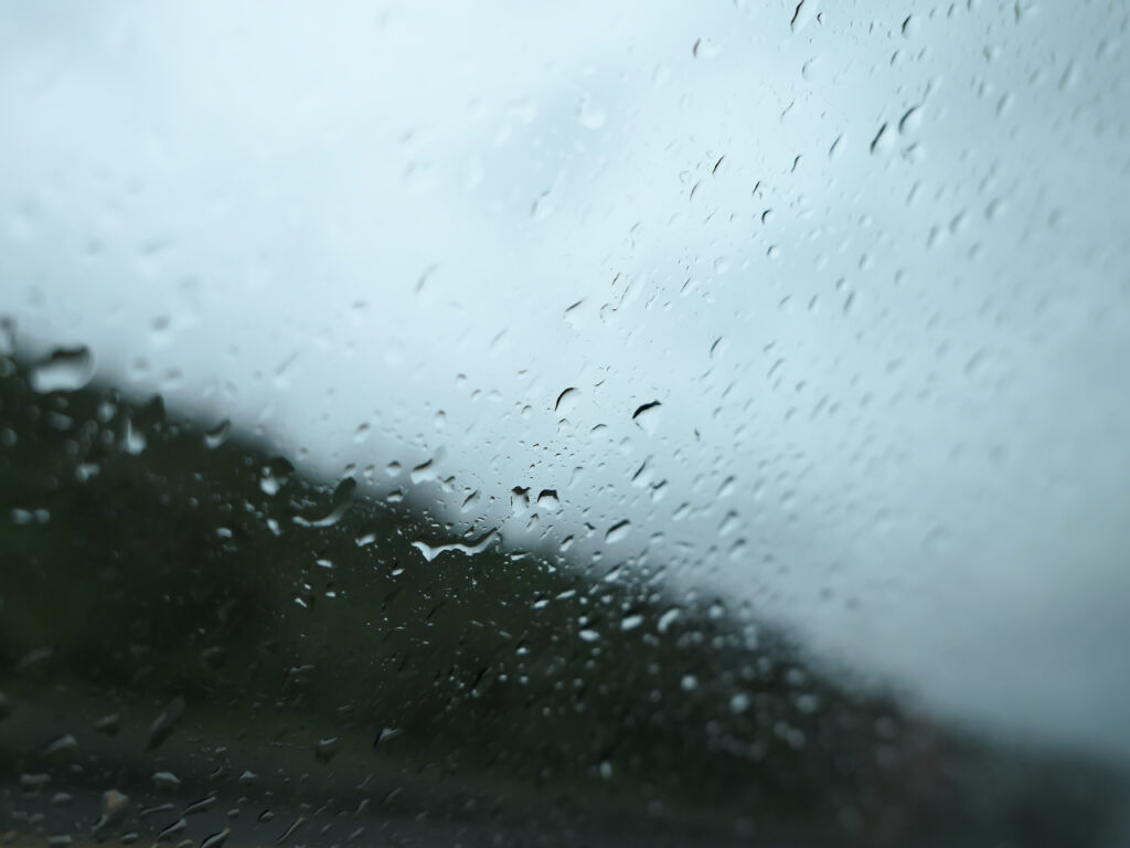 Serene Macro Raindrops on Glass - Soft Greenery Wallpaper