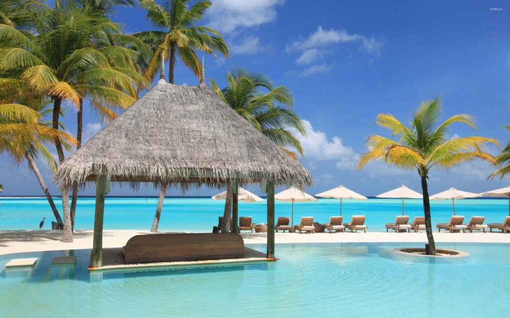 Serene Maldives Beach Wallpaper: Tropical Paradise Background