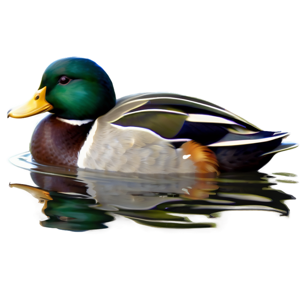 Realistic Mallard Duck Wallpaper: Serene Pond Reflection