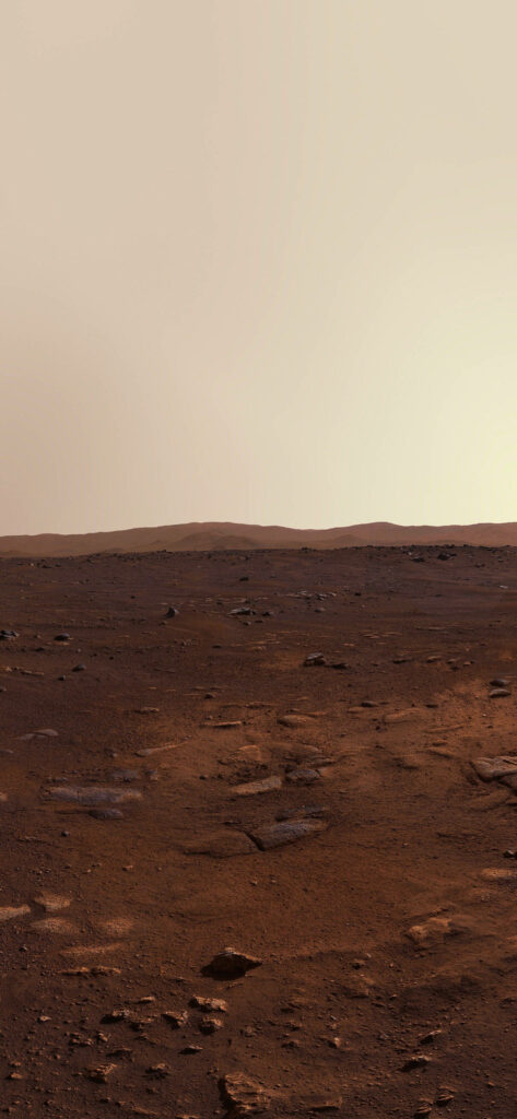 Serene Martian Landscape Wallpaper: Red Soil & Distant Hills
