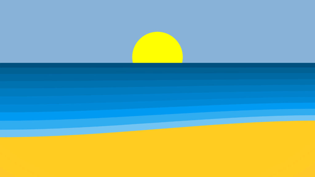 Minimalist Beach Wallpaper: Serene Yellow Sun & Calm Blue Ocean