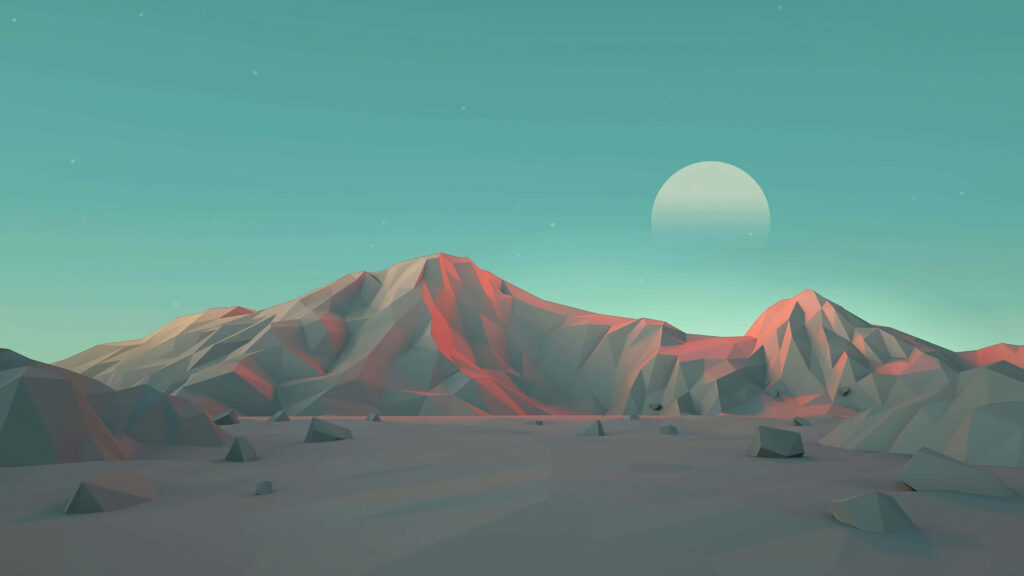 Serene Minimalist Landscape Wallpaper: Pastel Geometric Mountains
