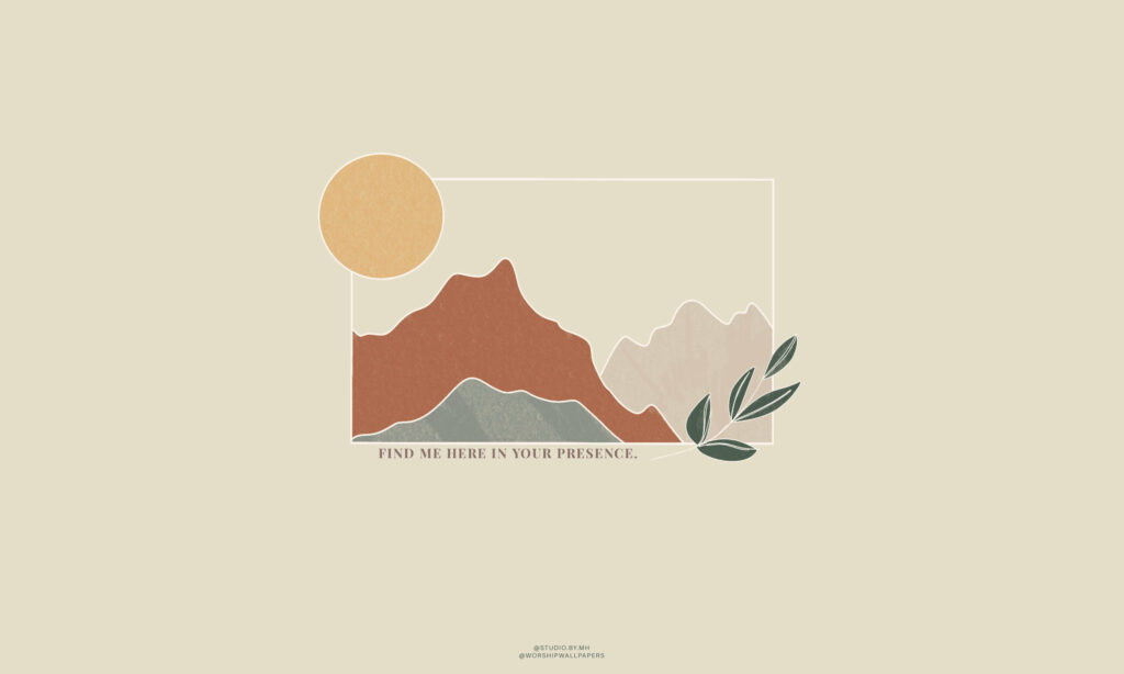 Tranquil Minimalist Wallpaper with Stylized Mountains and Sun