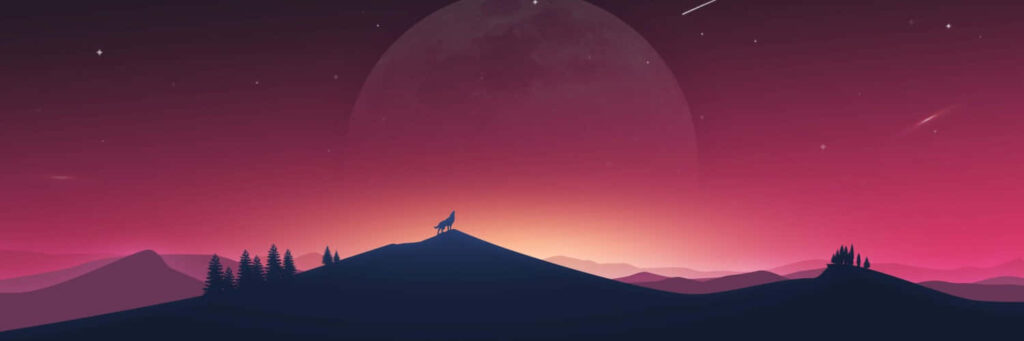 Serene Observatory Wallpaper: Gradient Sky & Moon for Dual Monitors