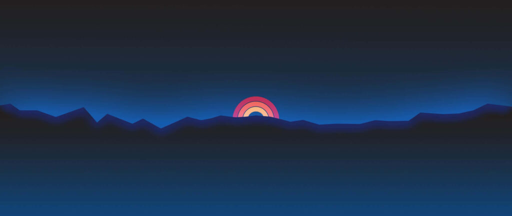 Tranquil Minimalist Sunset Wallpaper: Blue to Vibrant Yellow Gradient