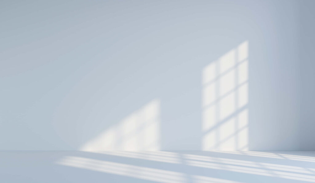 Minimalist Wallpaper: Soft Shadowed Window Panes on Light Blue Wall