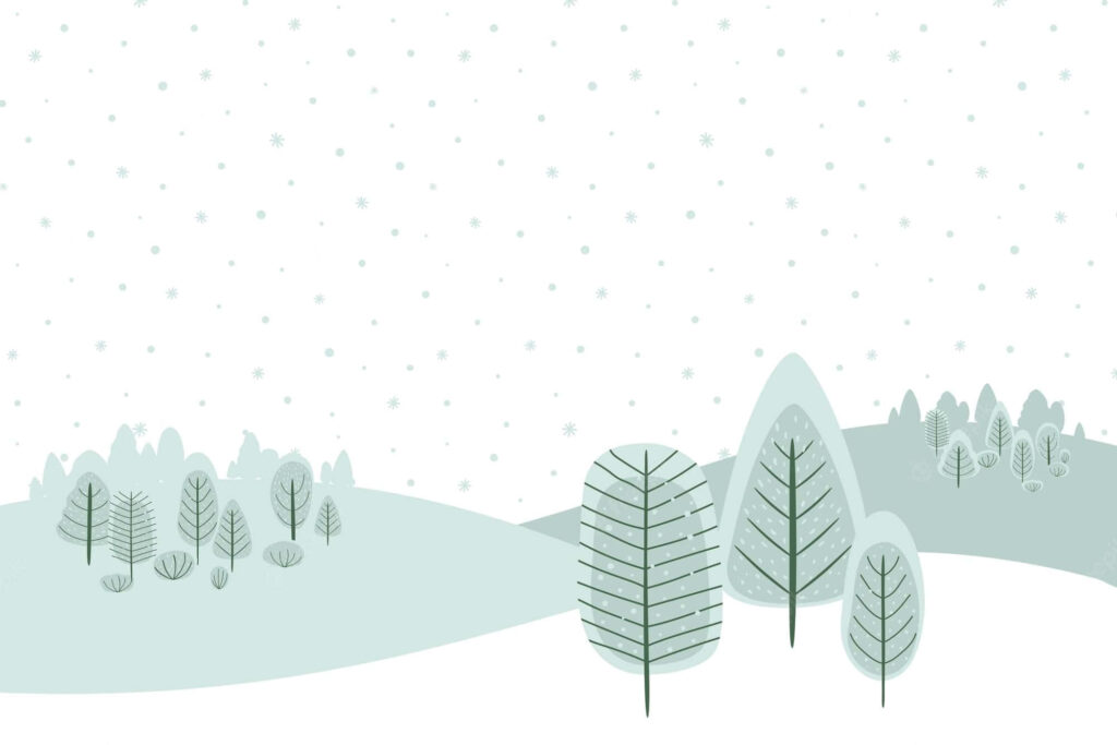 Serene Minimalist Winter Wallpaper - Gentle Snowflakes & Hills