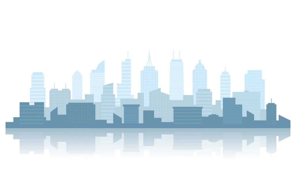 Serene Cityscape at Dusk: Minimalistic Skyline Wallpaper Background