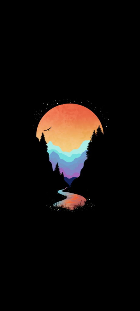Lofi Serenity: Moonlit Bliss, an Aesthetic HD Phone Wallpaper for a Chill and Calm Ambiance