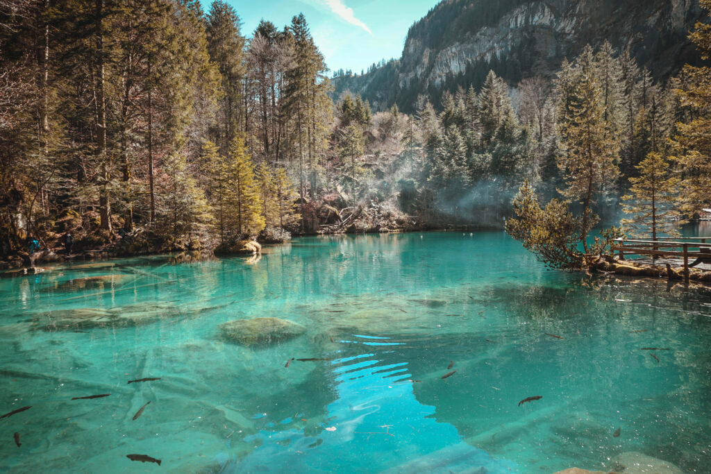 Tranquil Mountain Lake Wallpaper: Serene Nature & Clear Water