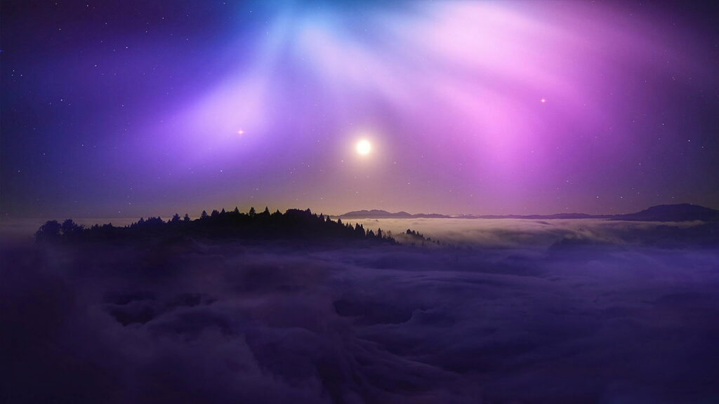 Dreamlike Mountain Landscape HD Wallpaper: Serene Sky & Ethereal Clouds