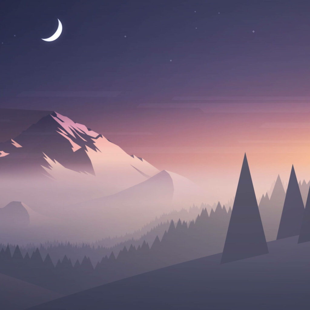 Serene Mountain Vector Wallpaper for Tranquil iPad Background