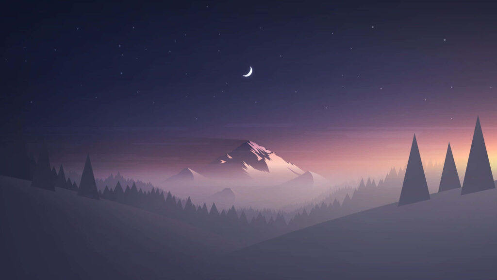 Serene Mountain Landscape Wallpaper: Minimalist Twilight Design