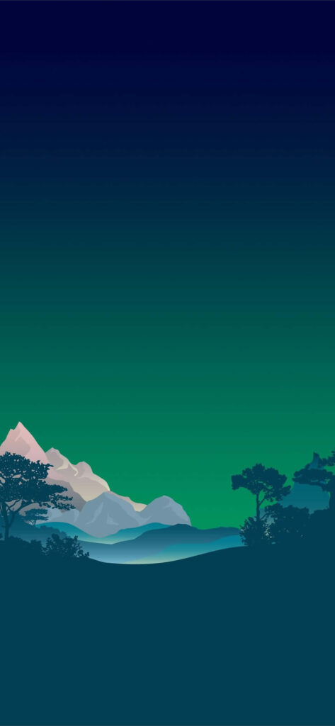 Calm Mountain Landscape Wallpaper: Green Gradient Serenity