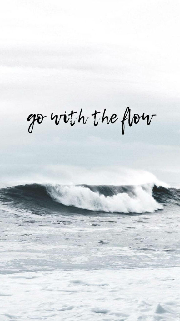 Serene Ocean Wave iPhone Wallpaper: 'Go With The Flow' Quote